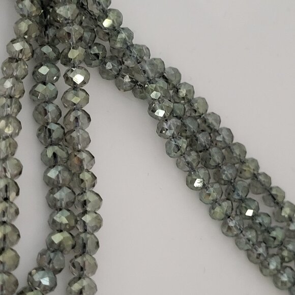 Boho Drop Tassel Necklace Cord & Crystal Bead Green AB Crystals - Picture 7 of 12